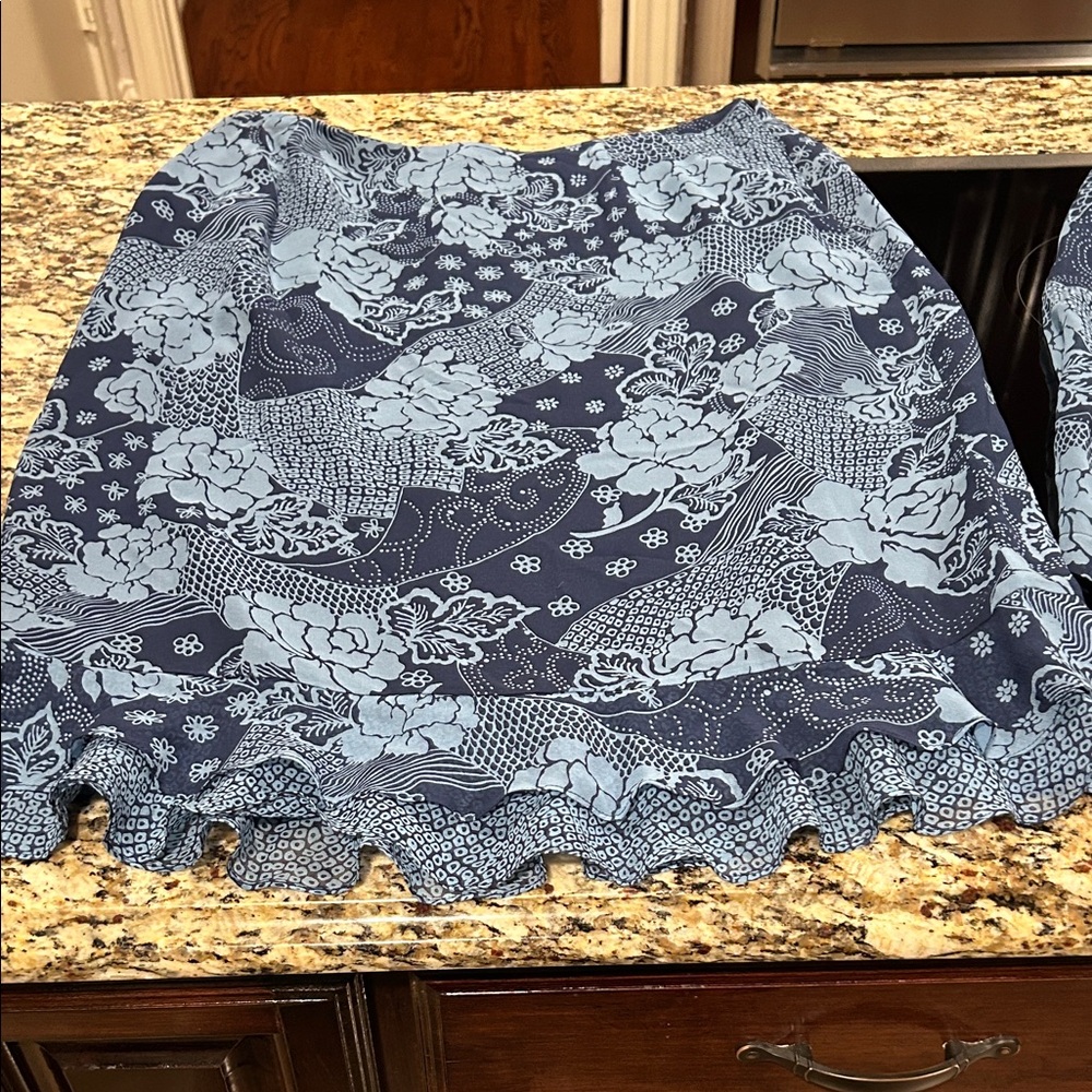 Navy Floral A-Line Skirt